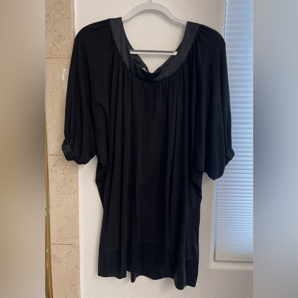 Bebe Black Satin-Trimmed Dress